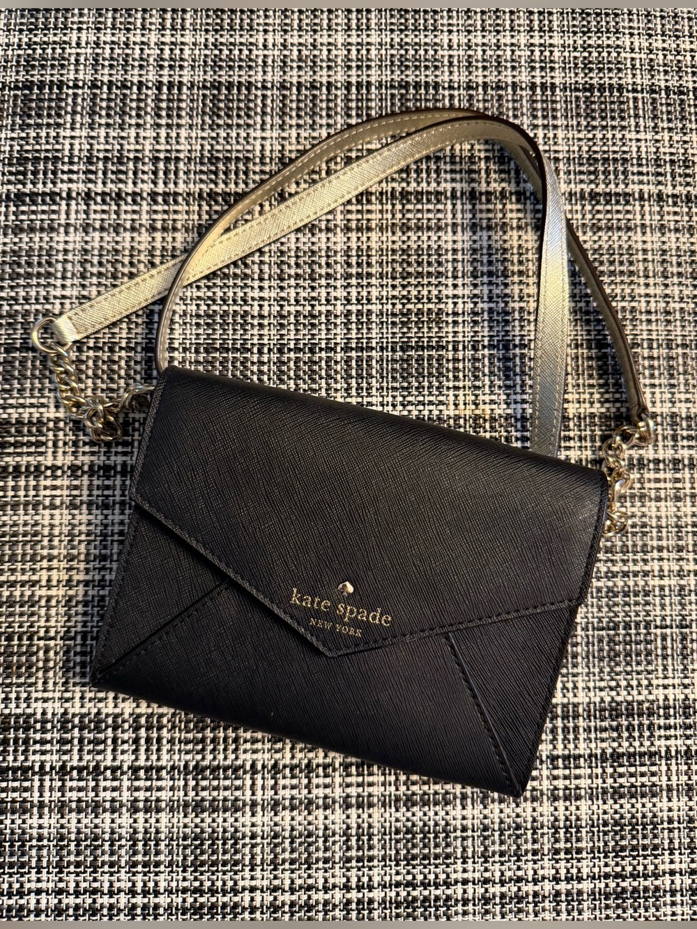 Kate Spade New York Leather Envelope Crossbody Bag NWOT Black